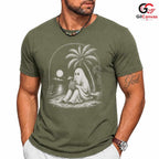 Spooky Beach Vacation Ghost T-Shirt Tropical Halloween Unisex Graphic Apparel Tee