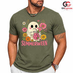 Summerween Floral Ghost Tee Shirt Unisex Funny Spooky Summer Gift For Women