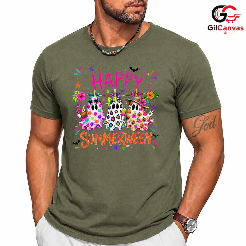 Summerween Ghosts Vacation T-Shirt Unisex Spooky Funny Summer Gift For Family