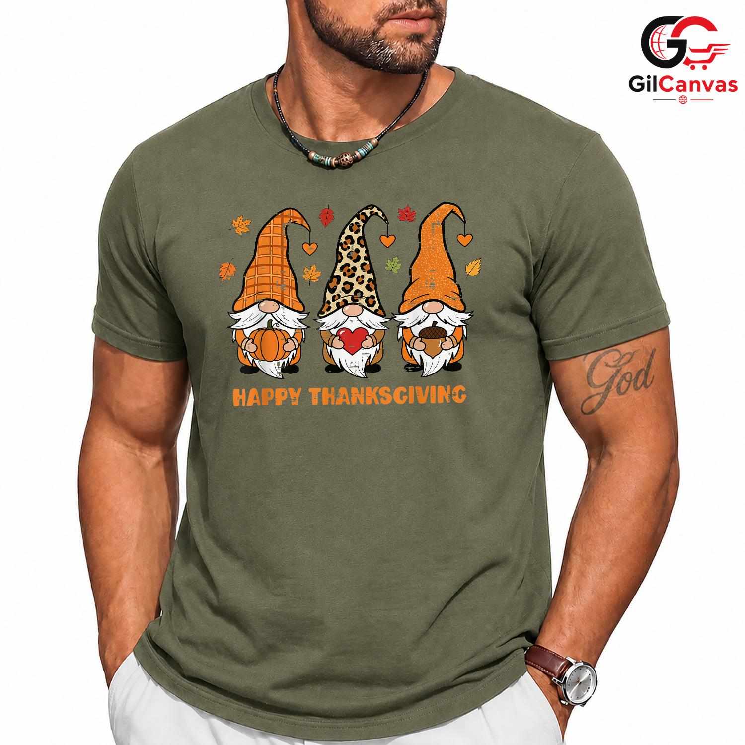 Thanksgiving Gnome T-Shirt Unisex Cute Fall Holiday Festival Gift For Family