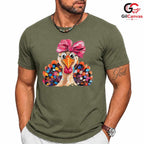 Thanksgiving Turkey Bow Shirt Unisex Colorful Fall Gift For Kids And Youth