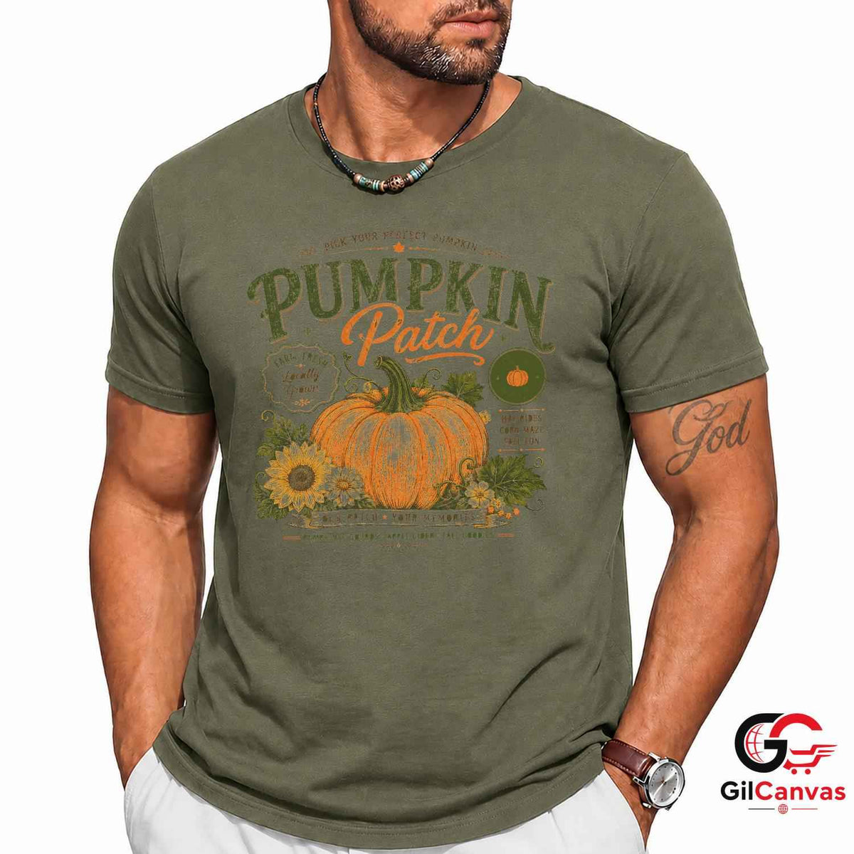 Vintage Autumn Pumpkin Patch T-Shirt Fall Harvest Farm Unisex Graphic Apparel Tee
