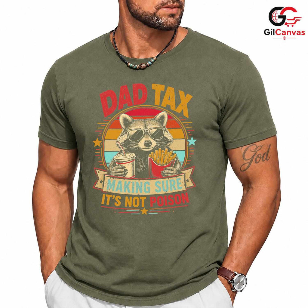 Vintage Raccoon Dad Tax Shirt Funny Poison Check Unisex Fathers Day Apparel