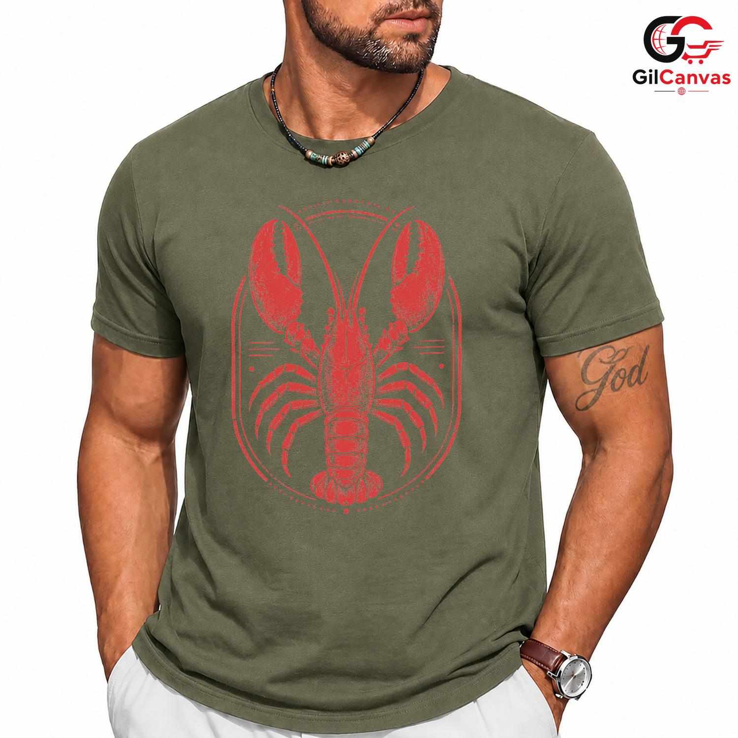 Vintage Red Lobster T-Shirt Summer Beach Ocean Life Unisex Seafood Lover Apparel