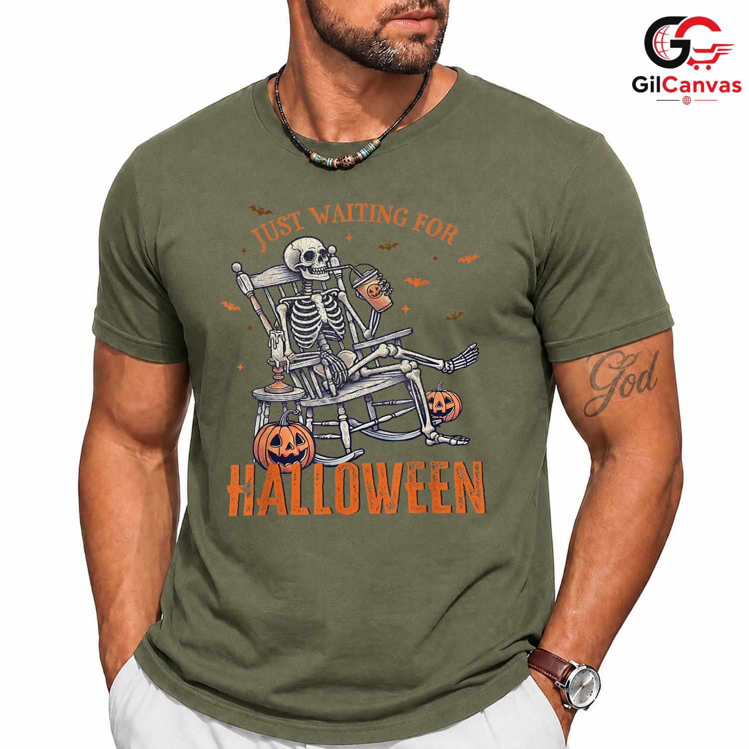 Waiting For Halloween Bones T-Shirt Unisex Funny Spooky Season Lover Gift