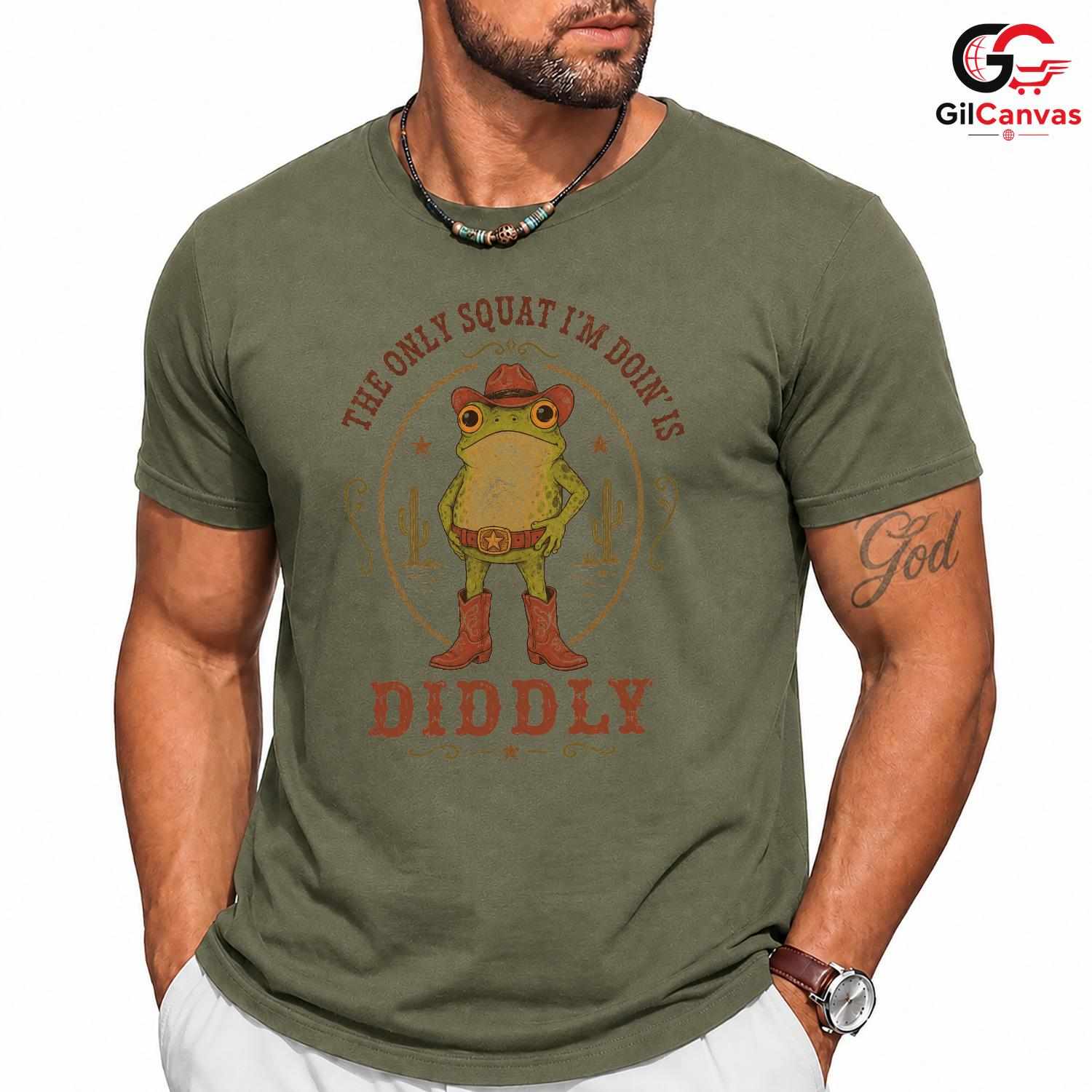 Western Cowboy Frog T-Shirt Men Women Animal Lover Country Theme Fun Tee Gift