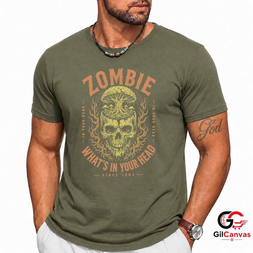 Zombie Brain Skull Tree Shirt Macabre Gothic Horror Unisex Dark Grunge Apparel