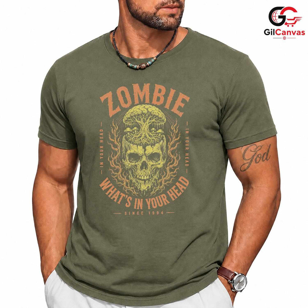 Zombie Brain Skull Tree Shirt Macabre Gothic Horror Unisex Dark Grunge Apparel