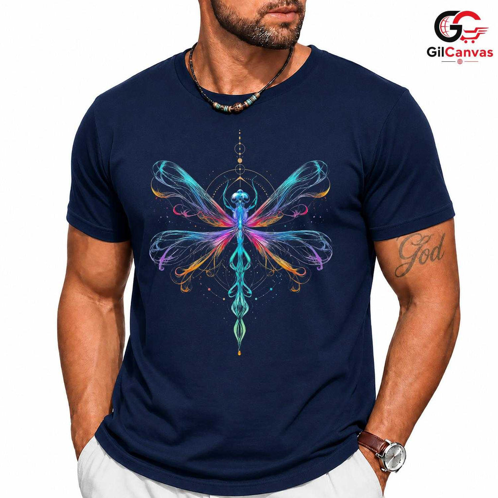 Abstract Dragonfly Nature T-Shirt Colorful Bug Lover Unisex Graphic Apparel Tee