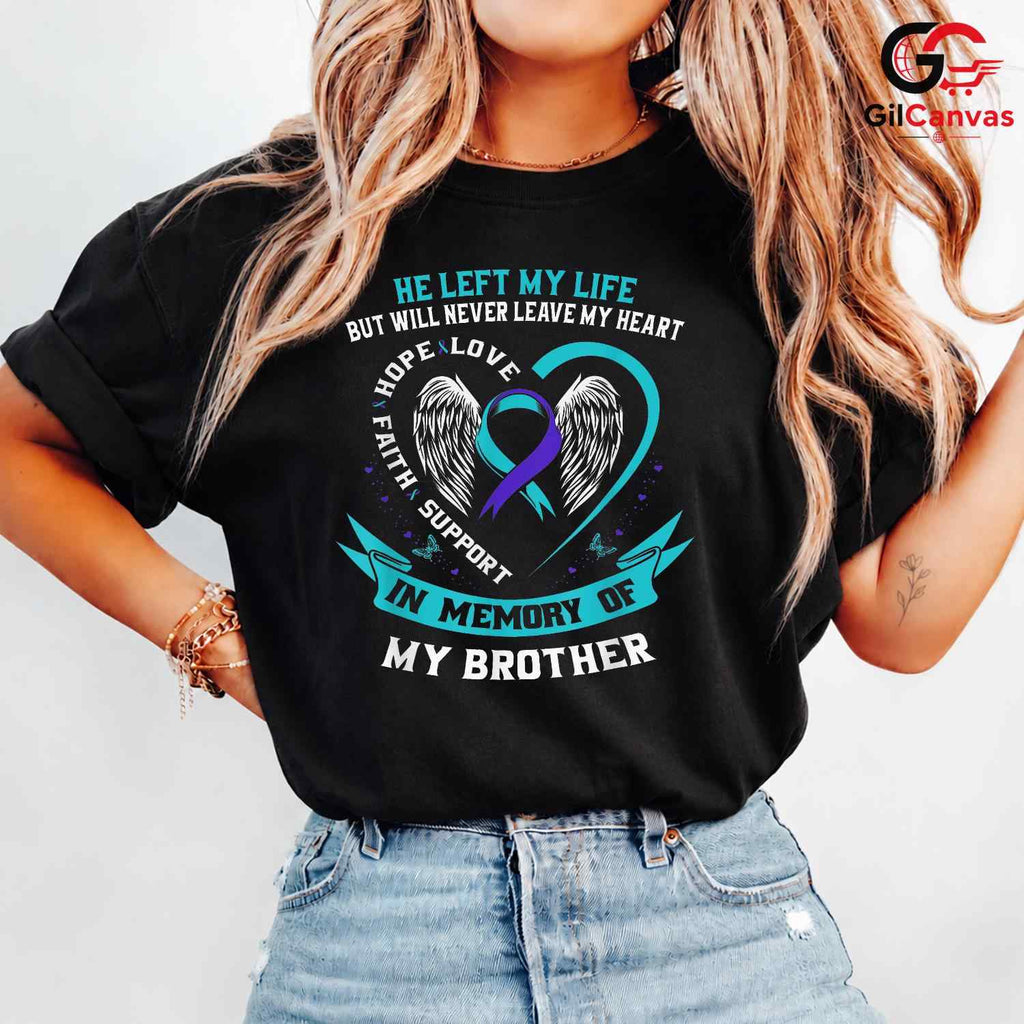 Angel Wings Heart Grieving Tee Unisex Brother Memorial Support Love Gift Tee