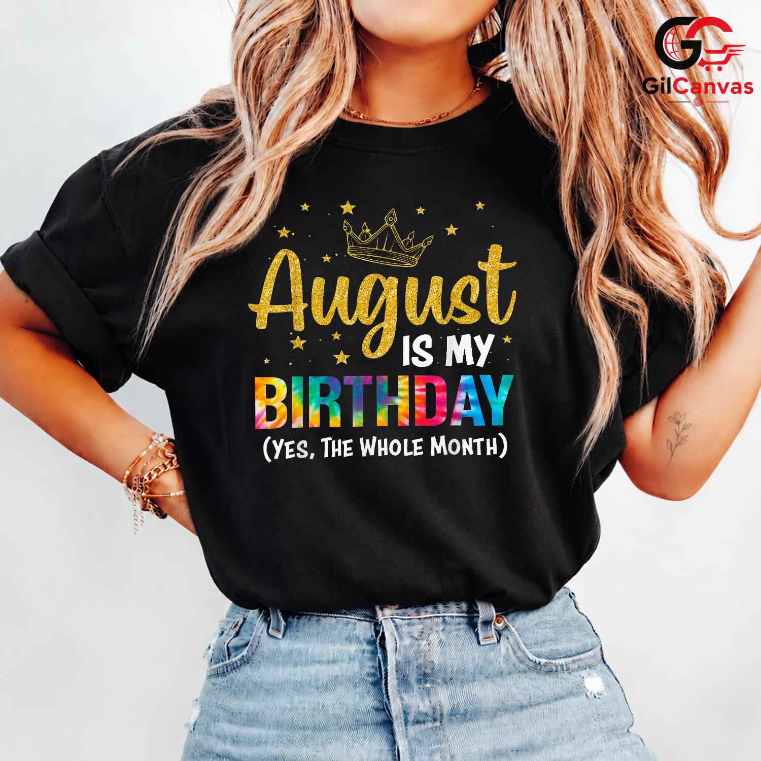 August Birthday Crown T-Shirt Unisex Celebration Gift For Kids And Adults