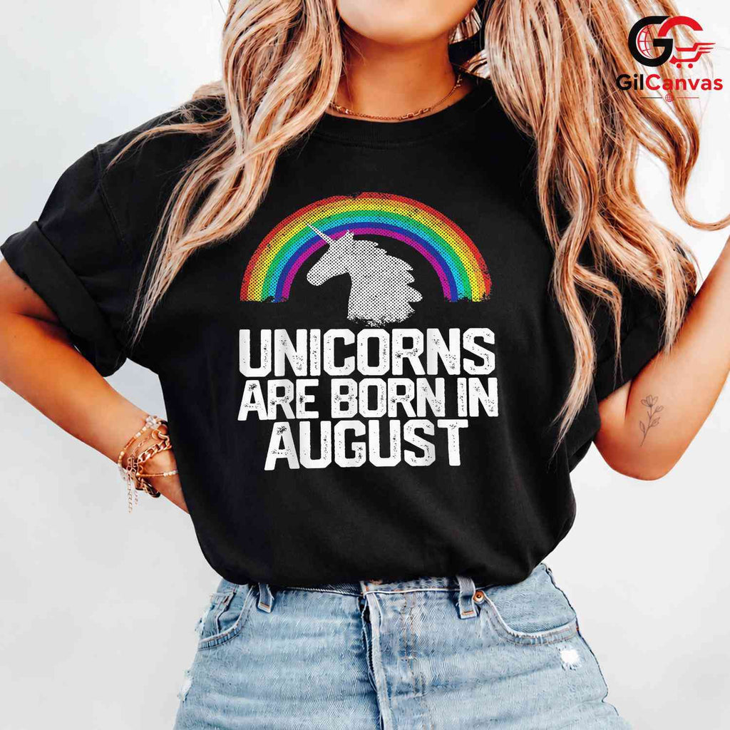 August Birthday Unicorn T-Shirt Unisex Fun Celebration Gift Kids And Teens