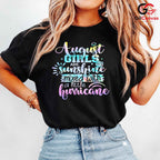 August Girl Sunshine Tee Shirt Unisex Birthday Hurricane Theme Gift For Her