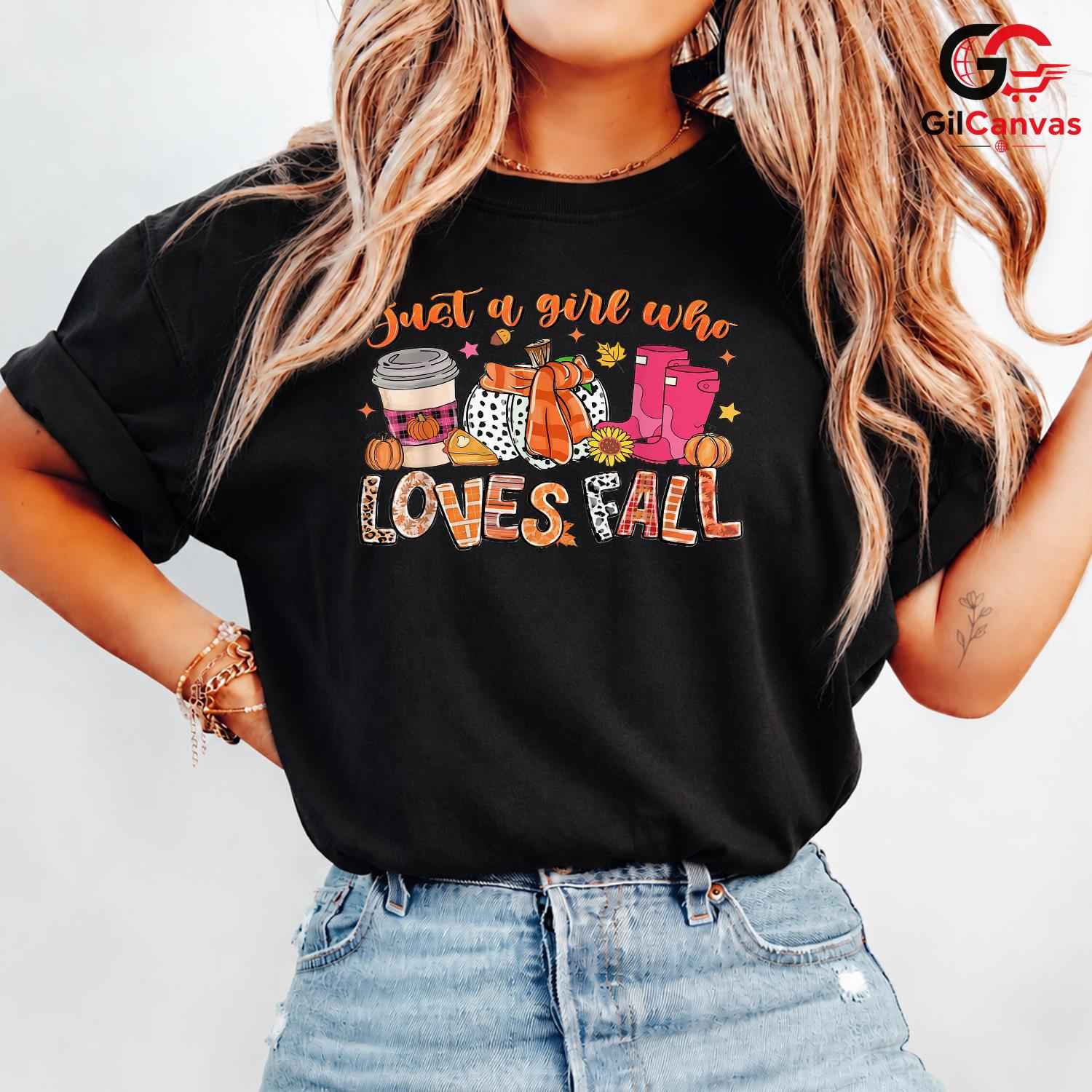 Autumn Vibes Girl T-Shirt Unisex Cute Fall Season Perfect Gift Idea Teens