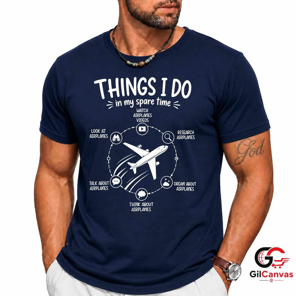 Aviation Spare Time T-Shirt Airplane Enthusiast Flying Hobby Unisex Gift Shirt