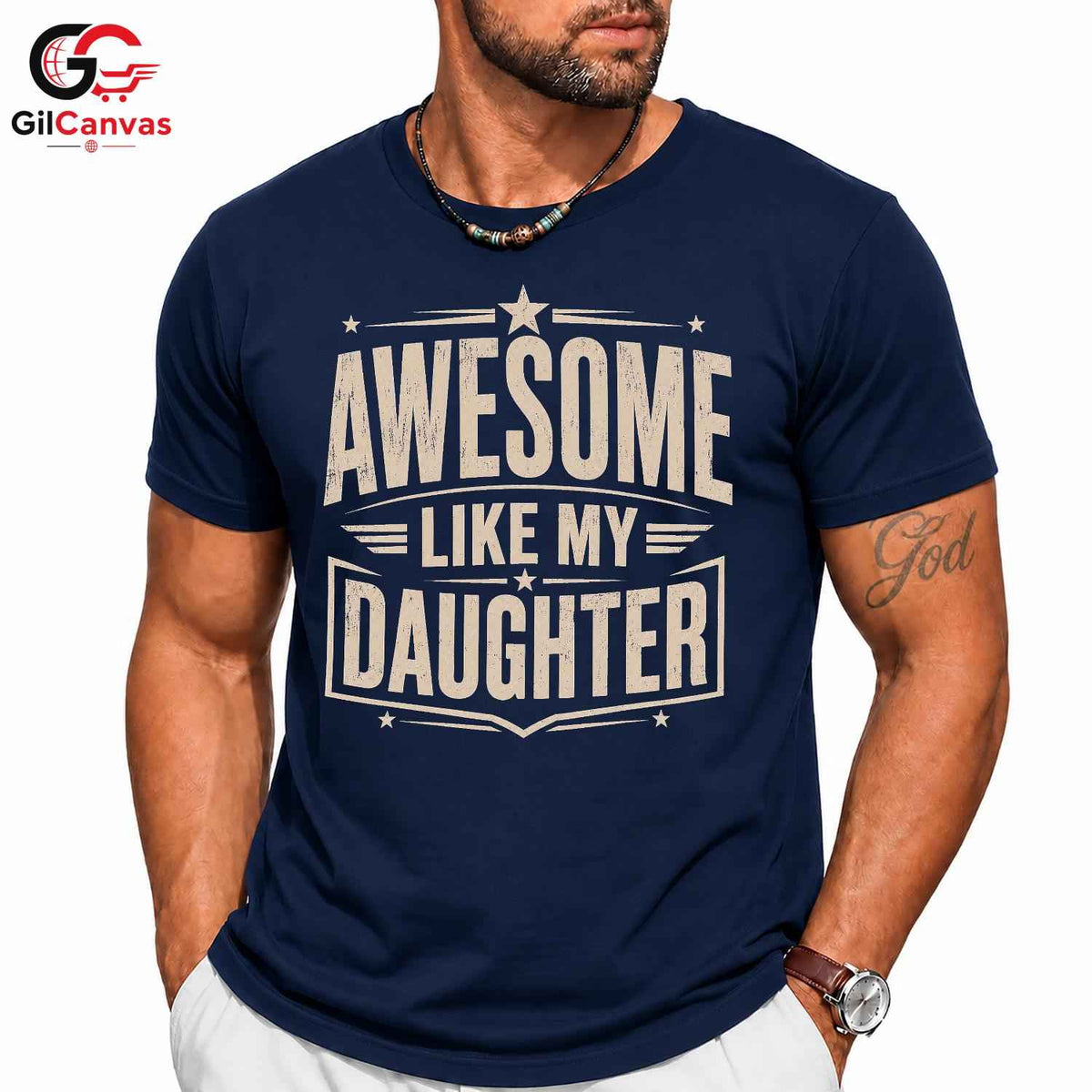 Awesome Dad Graphic T-Shirt Like My Daughter Fathers Day Unisex Cool Shirt