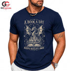 Book A Day Dragon T-Shirt Fantasy Themed Lover Graphic Novelty Unisex Apparel