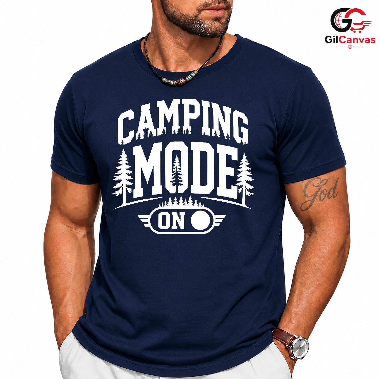 Camping Mode On Forest T-Shirt Summer Adventure Unisex Outdoor Nature Lover Tee
