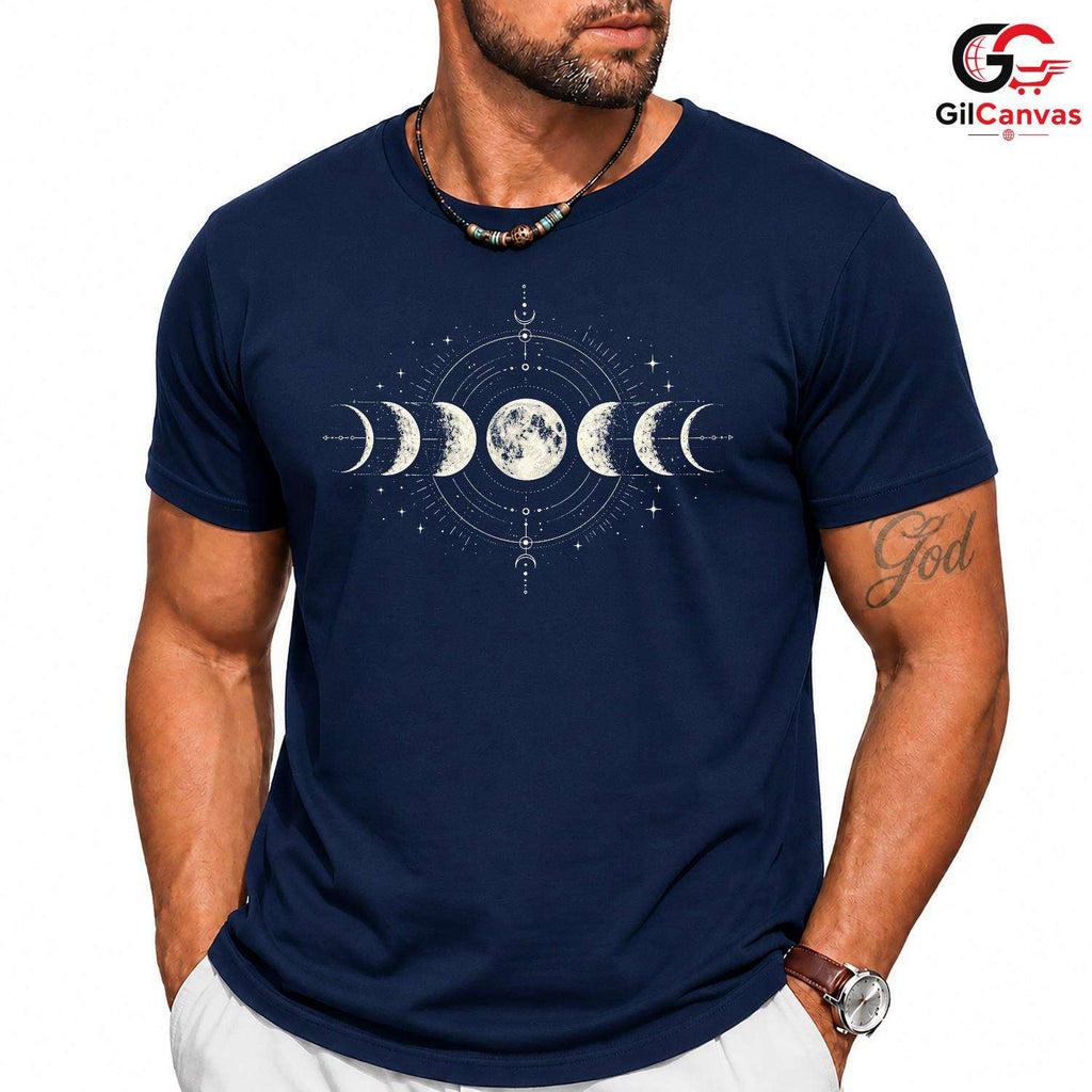 Celestial Moon Phases T-Shirt Astronomy Lover Night Sky Unisex Graphic Tee