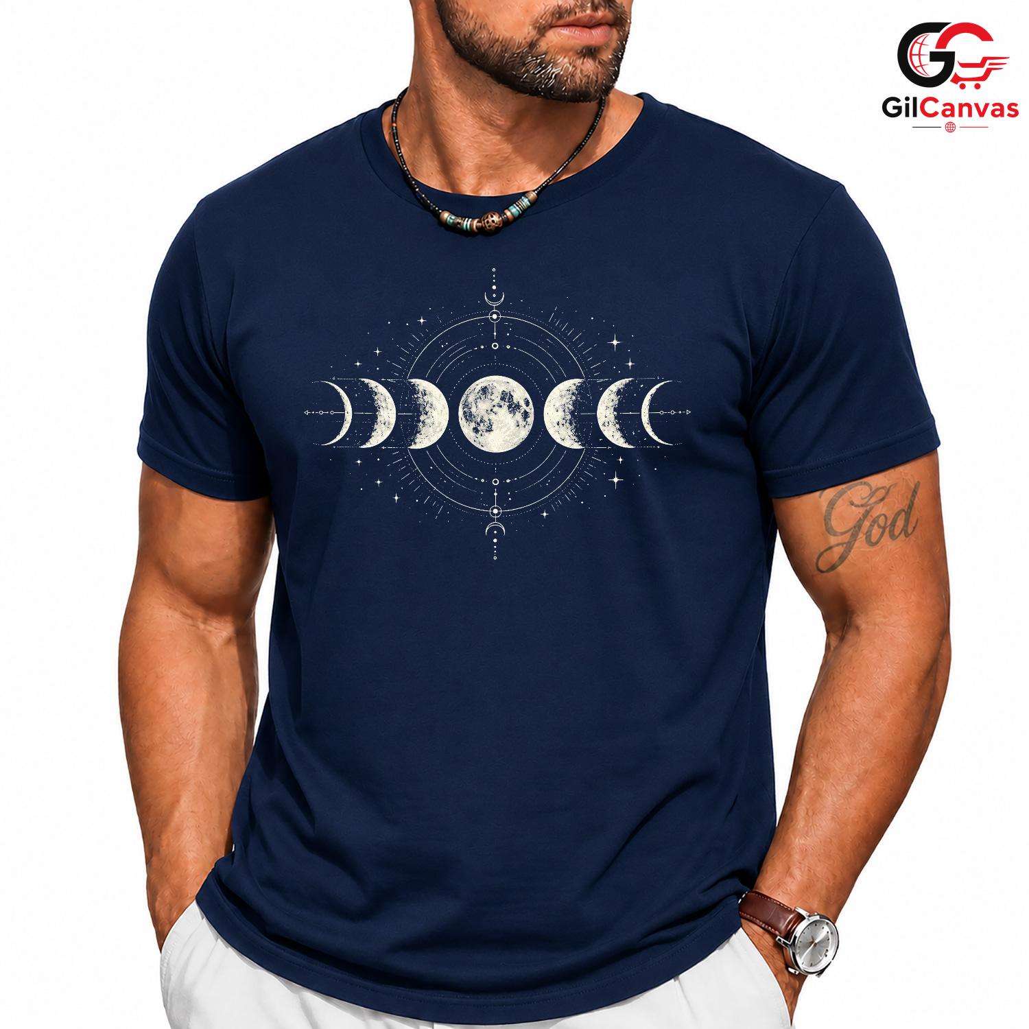Celestial Moon Phases T-Shirt Astronomy Lover Night Sky Unisex Graphic Tee