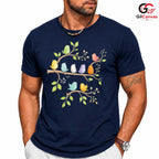 Colorful Bird Floral Tee Shirt Spring Event Cute Nature Unisex Graphic Tee