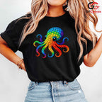 Colorful Octopus Sea Life Tee Unisex Fun Marine Creature Kids Birthday Gift