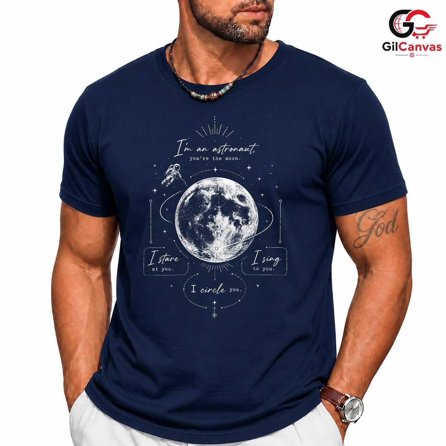 Cosmic Astronaut Love T-Shirt Celestial Space Valentine Unisex Graphic Apparel