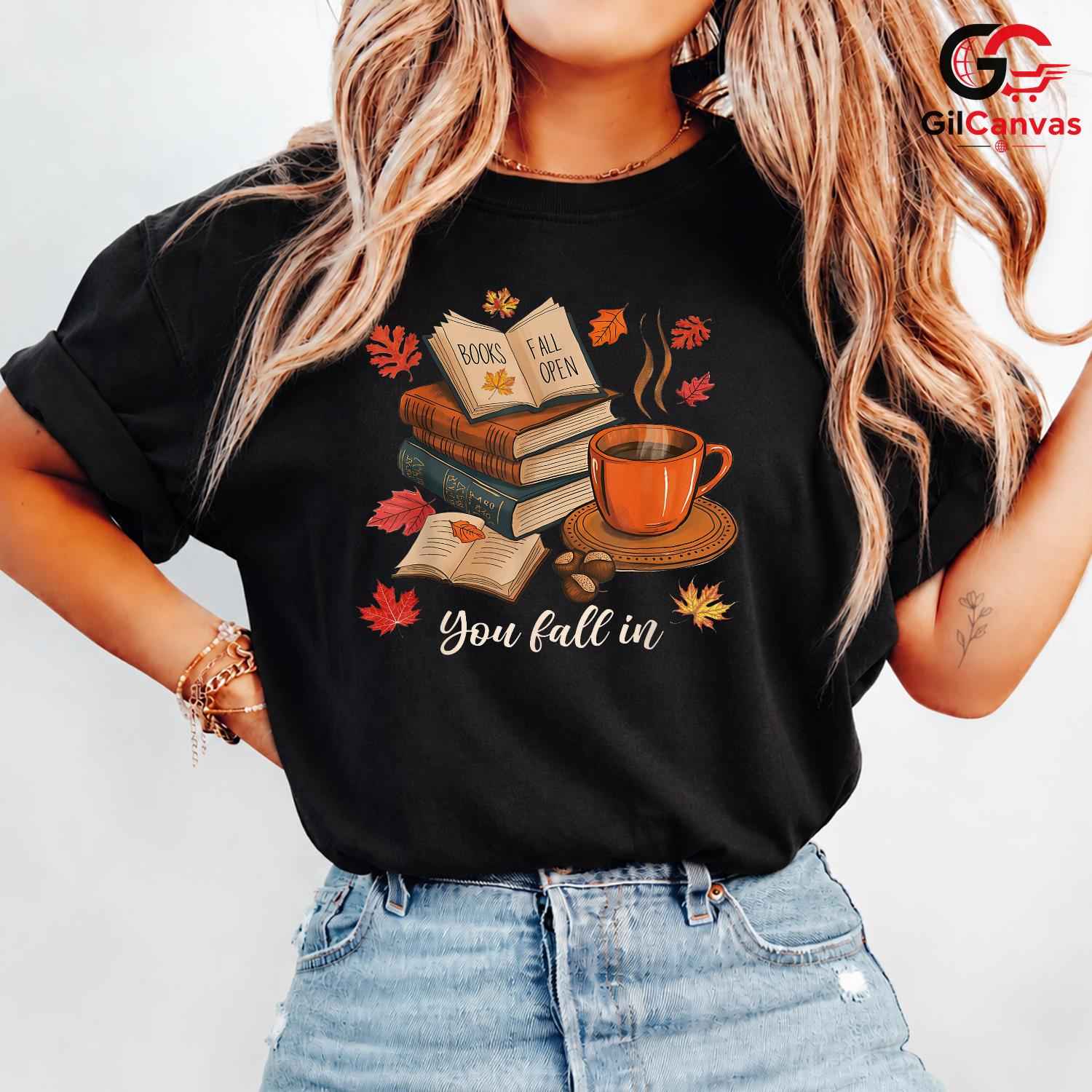 Cozy Fall Reading T-Shirt Unisex Autumn Book Lover Enthusiast Perfect Gift