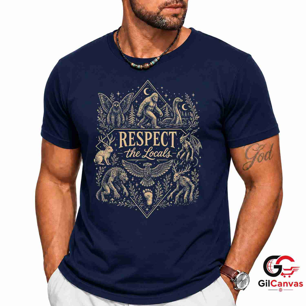 Cryptid Legend Respect Local T-Shirt Mothman Bigfoot Unisex Halloween Apparel