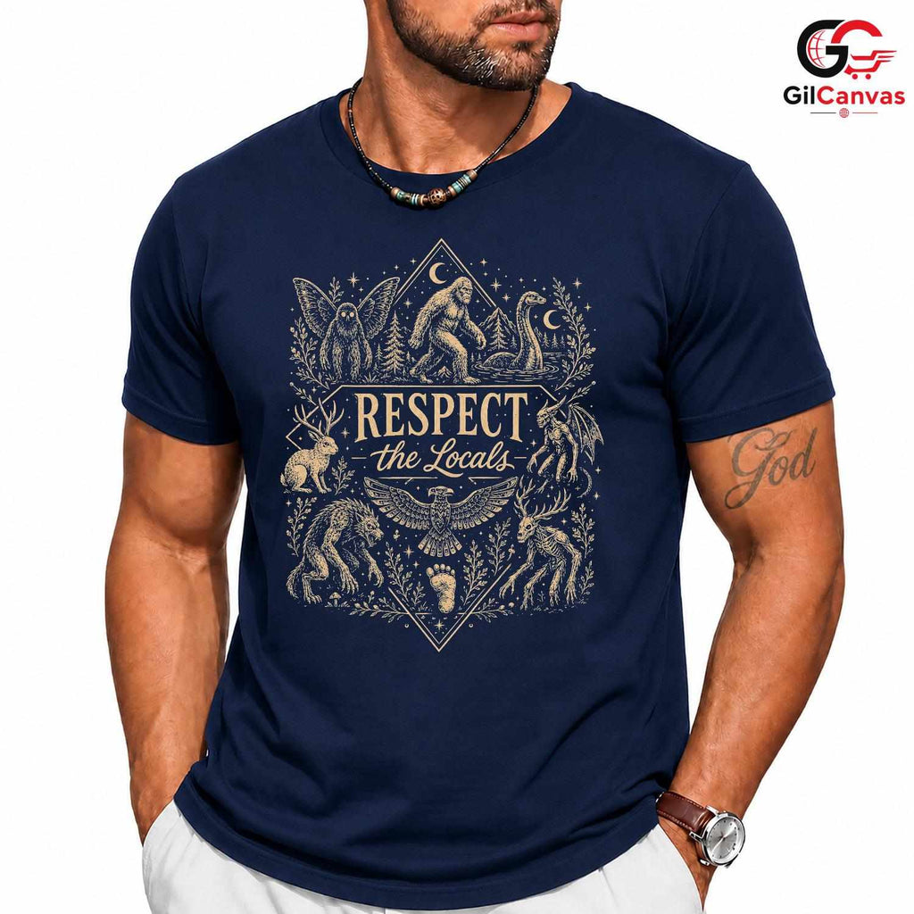 Cryptid Legend Respect Local T-Shirt Mothman Bigfoot Unisex Halloween Apparel