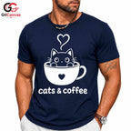 Cute Cat Coffee T-Shirt Feline Lover Perfect Occasion Custom Graphic Unisex