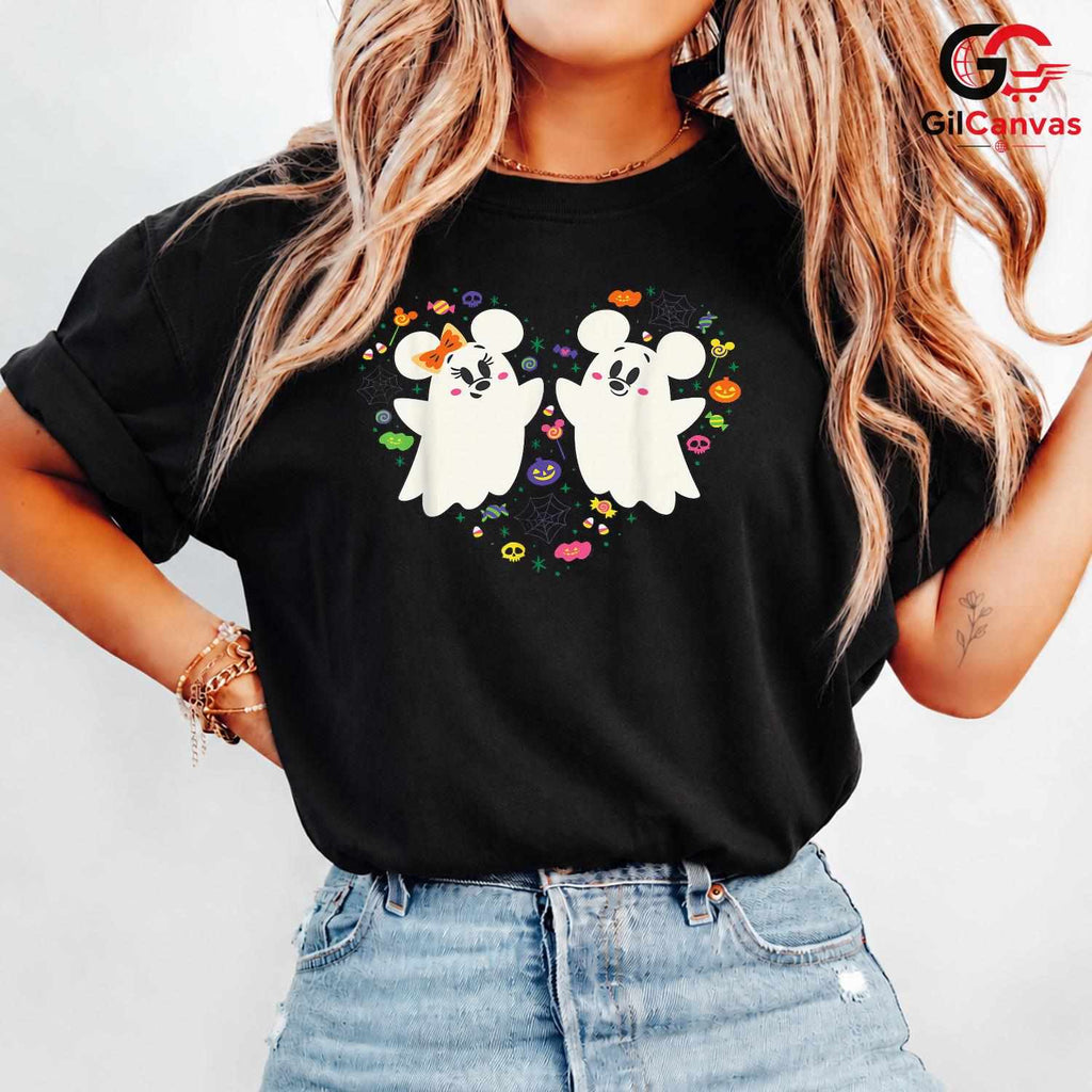 Cute Ghost Couple Halloween T-Shirt Unisex Spooky Trick Or Treat Family Gift