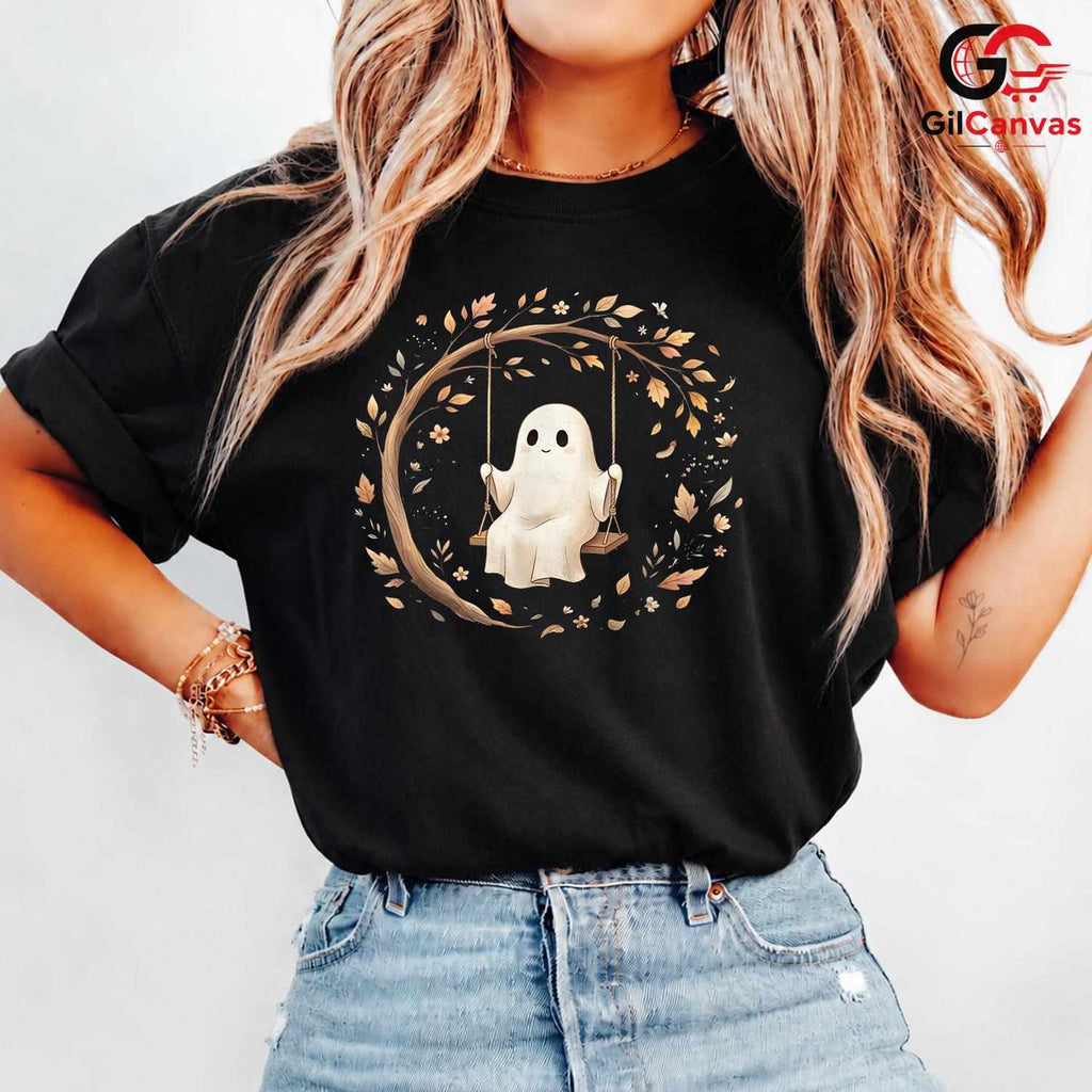 Cute Ghost Lover Fall Tee Shirt Unisex Spooky Halloween Party Gift Kids Teens