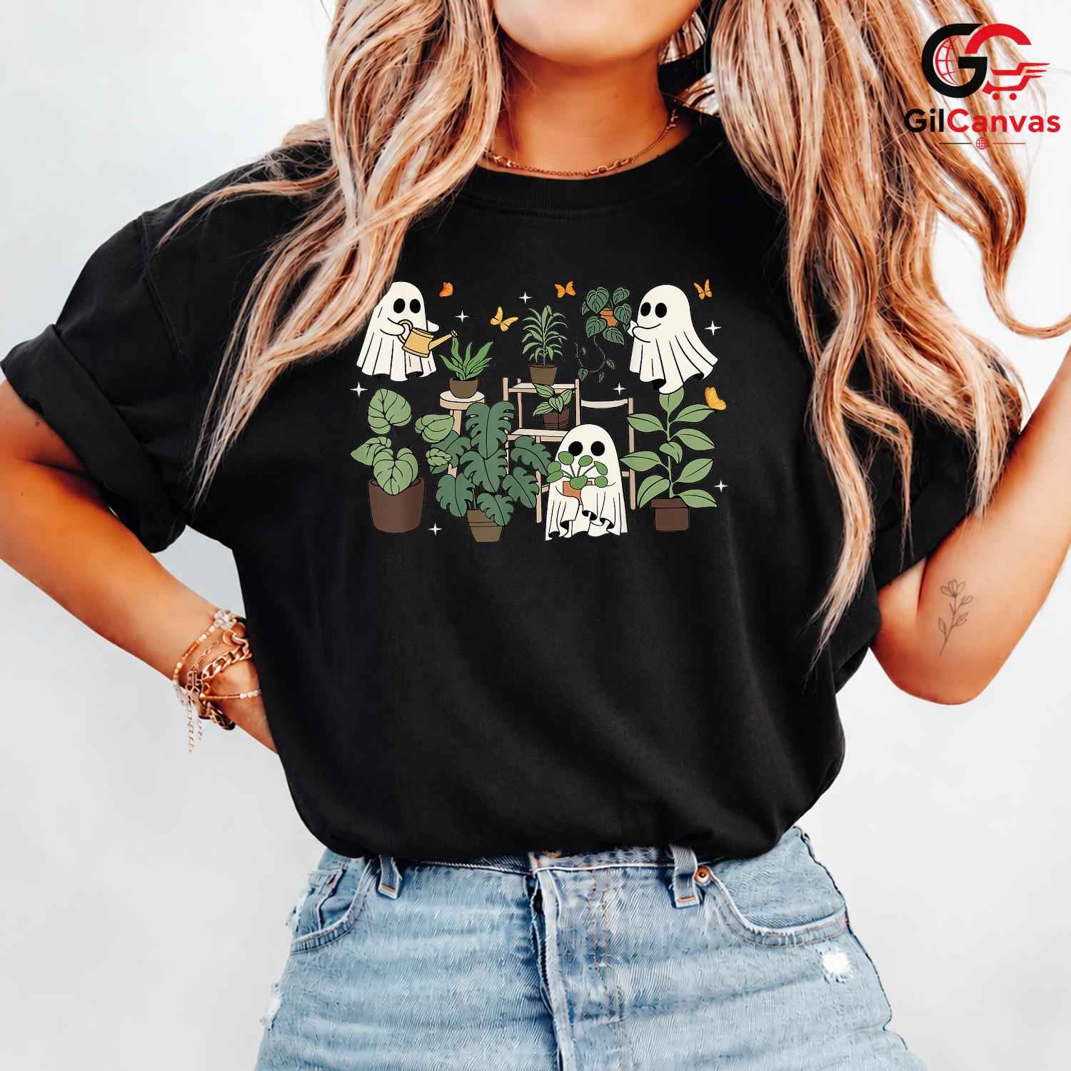 Cute Ghost Plant Lover Tee Shirt Unisex Spooky Botanical Gardening Gift Idea