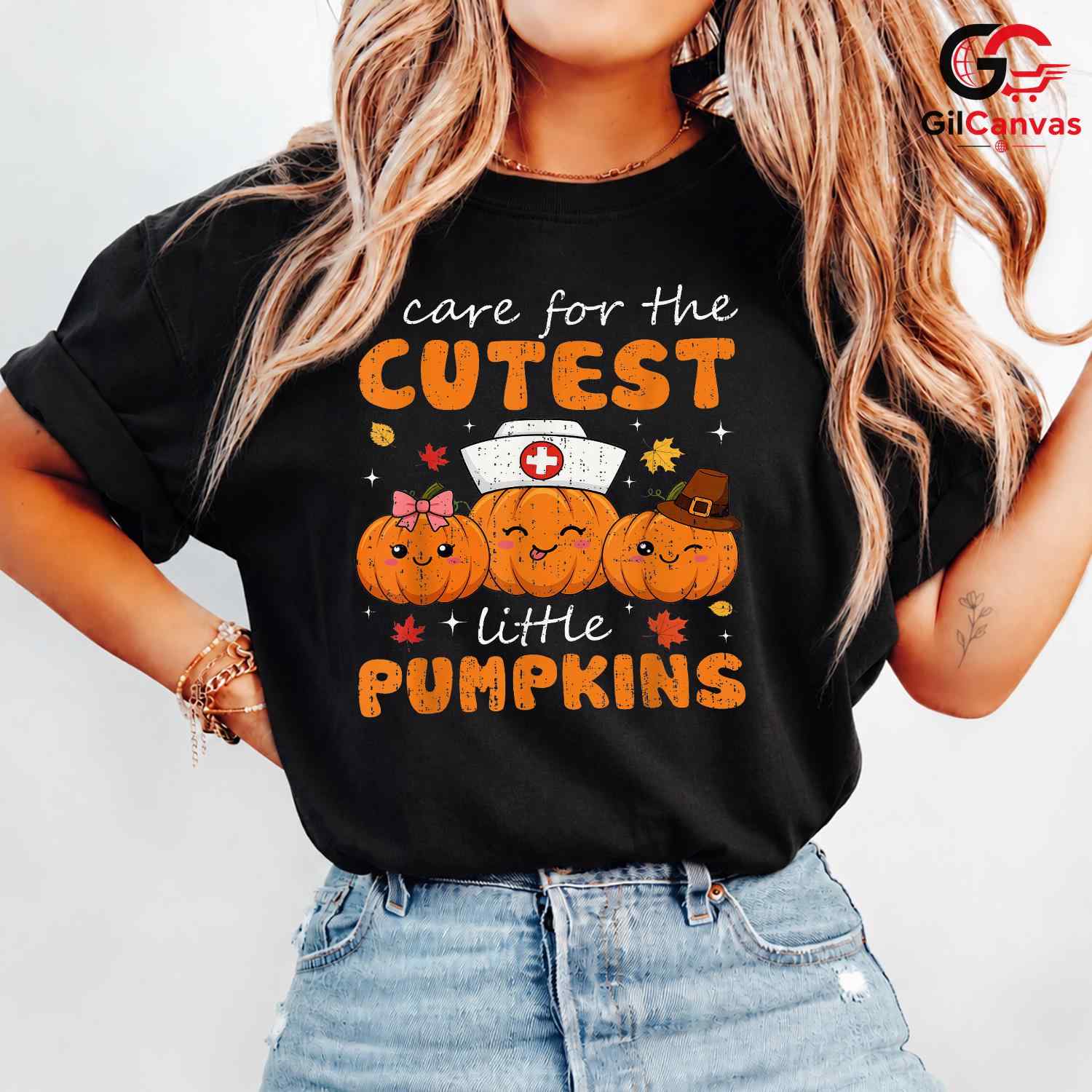 Cute Pumpkin Nurse T-Shirt Unisex Fun Fall Halloween Medical Gift For Kids