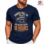 Dinner In 18 Hours BBQ T-Shirt Funny Grill Cooking Gift Unisex Graphic Apparel
