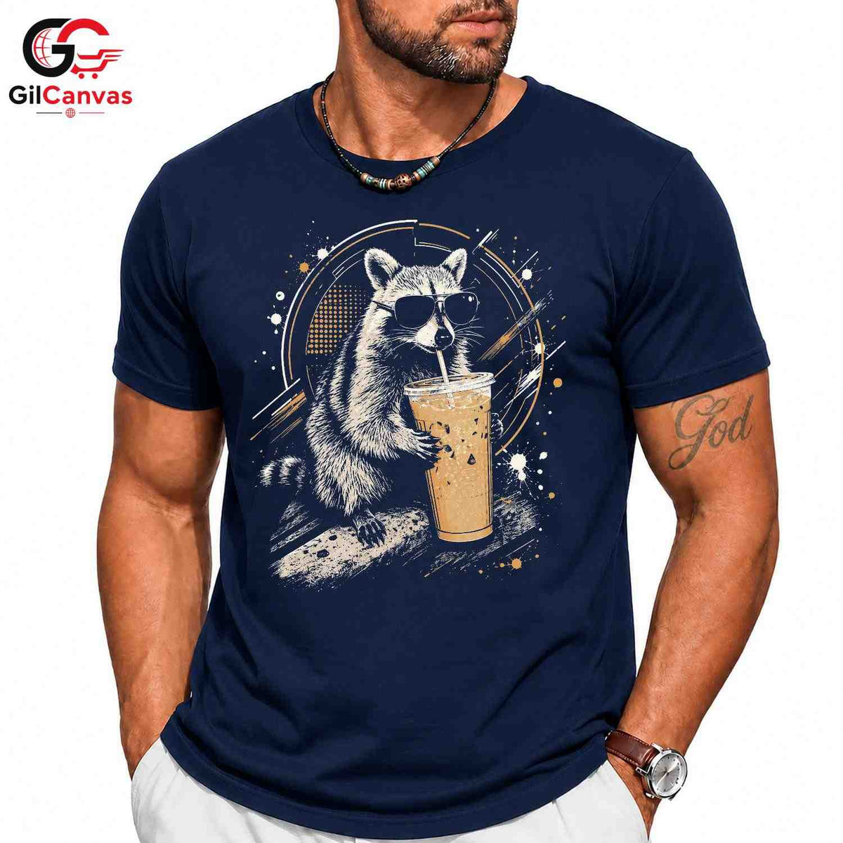 Drink Raccoon Summer T-Shirt Men Women Animal Lover Cool Graphic Vacation Shirt