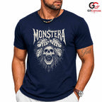Edgy Skull With Leaves T-Shirt Spooky Halloween Unisex Graphic Apparel Tee