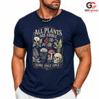 Edible Once Plant Skull T-Shirt Dark Humor Botanical Unisex Halloween Apparel