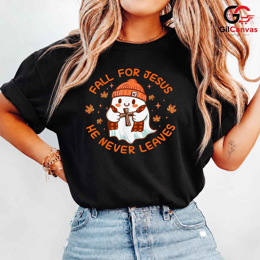 Fall For Jesus Ghost Fall Tee Unisex Cute Halloween Christian Gift For All