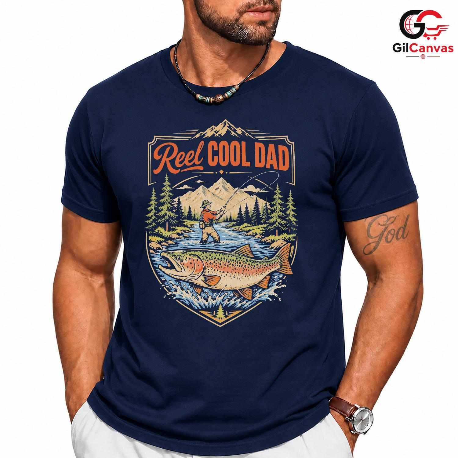 Fathers Day Trout Fishing T-Shirt Outdoor Angler Dad Unisex Graphic Apparel
