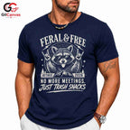 Feral Free Retirement T-Shirt Unisex Raccoon Humorous 2026 Casual Graphic Shirt