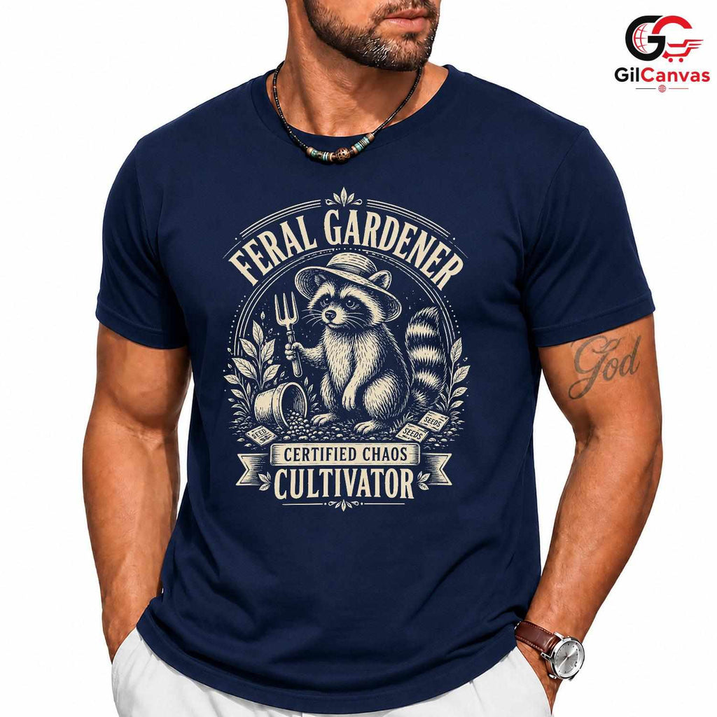 Feral Gardener Raccoon T-Shirt Eco Friendly Unisex Halloween Graphic Tee