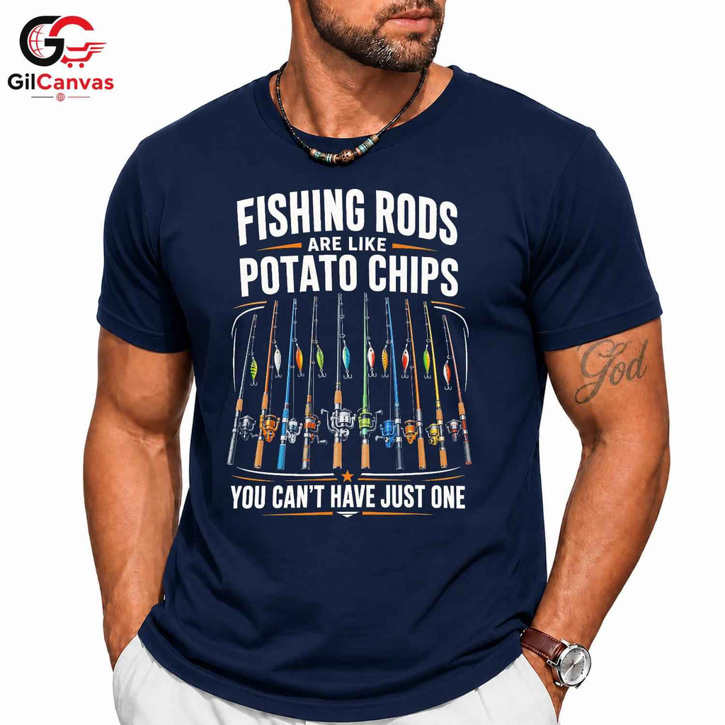 Fishing Day Graphic T-Shirt Sporty Rods Chips Enthusiast Fun Unisex Apparel