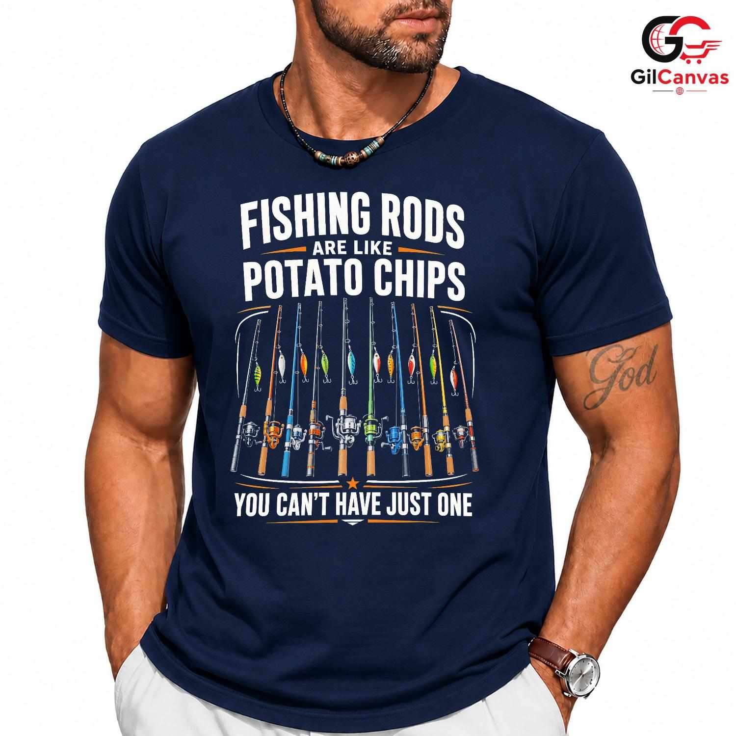 Fishing Day Graphic T-Shirt Sporty Rods Chips Enthusiast Fun Unisex Apparel