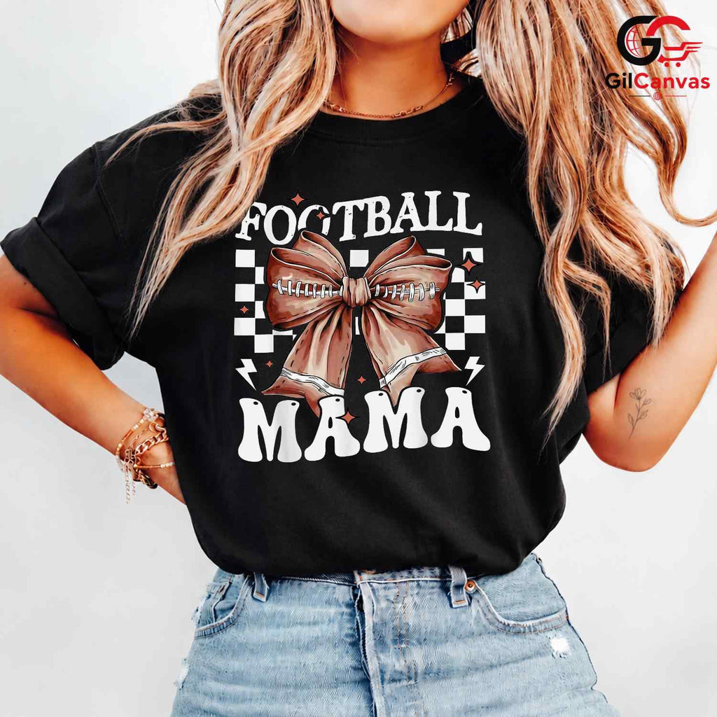 Football Mama Game Day T-Shirt Unisex Cute Retro Checkered Sports Fan Gift