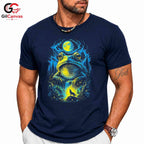 Forest Moon Frog T-Shirt Waterfall Design Halloween Graphic Men Women Apparel