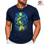 Forest Moon Frog T-Shirt Waterfall Design Halloween Graphic Men Women Apparel