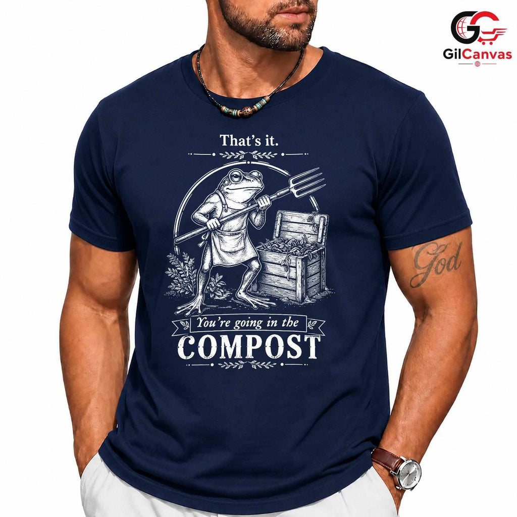 Funny Eco Compost Frog T-Shirt Unisex Gardening Lover Humorous Botanical Graphic