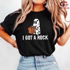 Funny Ghost Rock Hand Tee Shirt Unisex Spooky Halloween Party Gift Kids Adults